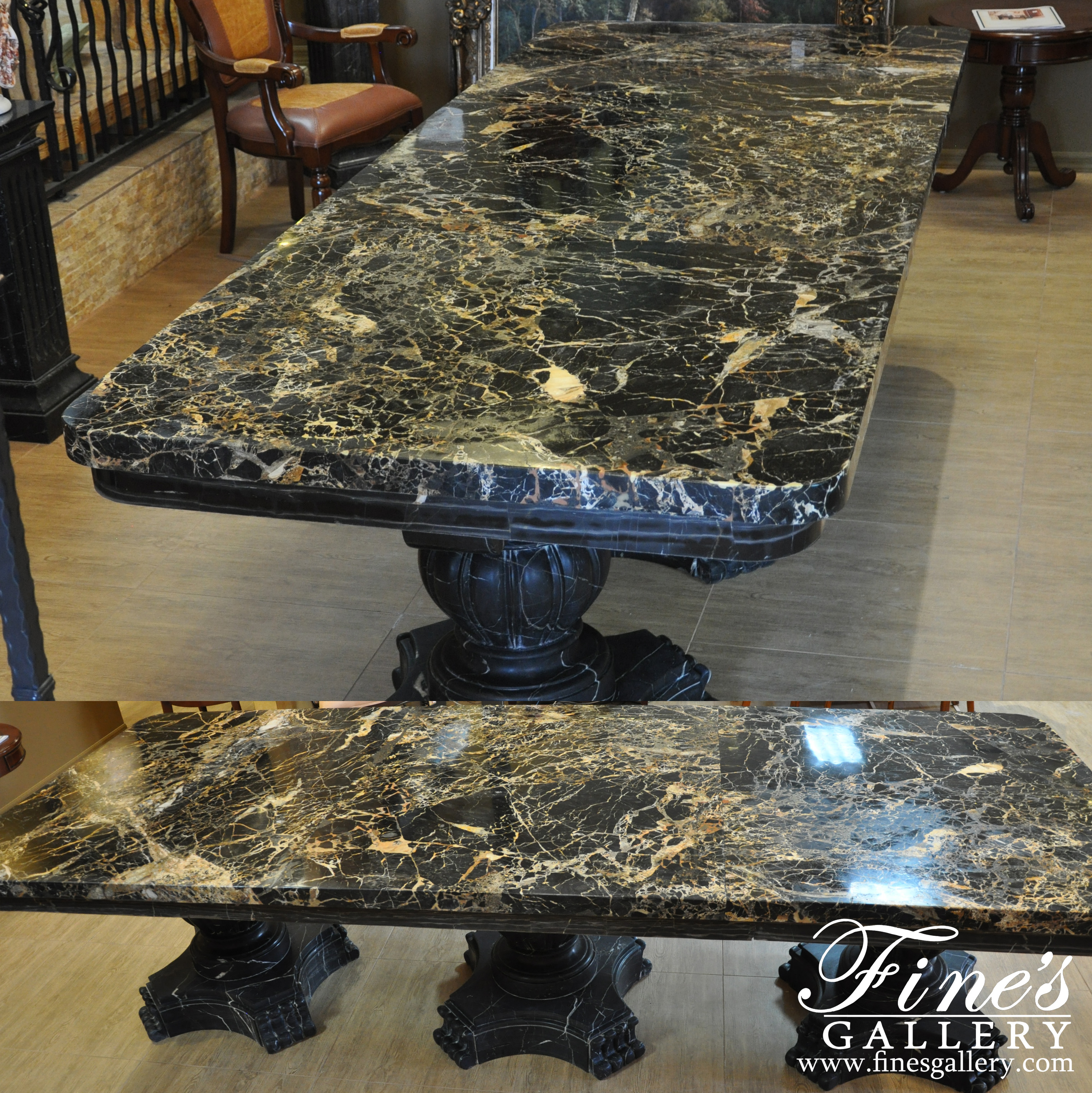 Marble Tables  - XL Portoro Gold Dining Table - MT-222